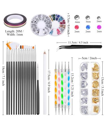 40-Piece Nail Art Decoration Set | Brushes Foil Stickers & More | Perfect for Manicure Enthusiasts | International Shipping Available - Buy Online on SooperMarket.com