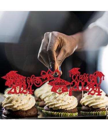 Rsstarxi 36 Pack Class of 2024 Graduation Cupcake Toppers 2024 Graduation Food Appetizer Picks 2024 Grad Cap Done Diploma Cupcake Picks for 2024 Graduation Theme Party Cake Decorations Red - Buy Online on SooperMarket.com