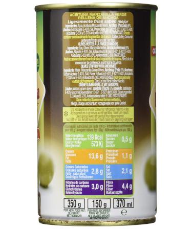 Aceitunas Karina Green Manzanilla Olives Stuffed with Anchoa Paste - Pack of 12 (150g Each) | International Shipping Available - Buy Online on SooperMarket.com
