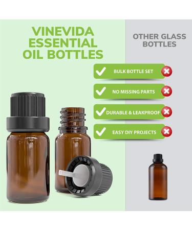 Refillable Empty Amber Glass Bottles for Essential Oils - 12 Pack with Dropper and Cap - DIY Aromatherapy Kit - Buy Online on SooperMarket.com