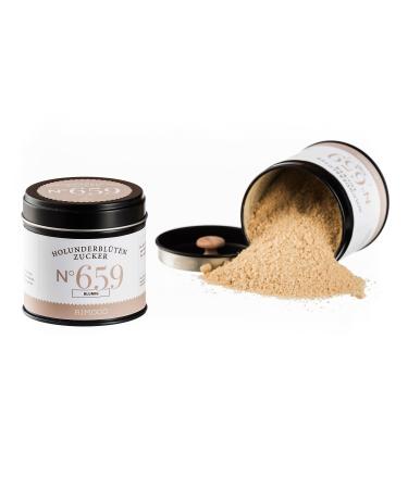 Organic elderflower sugar N 659 - Finest flower aroma of cane sugar in an elegant spice jar with double aroma peckel content: 110g