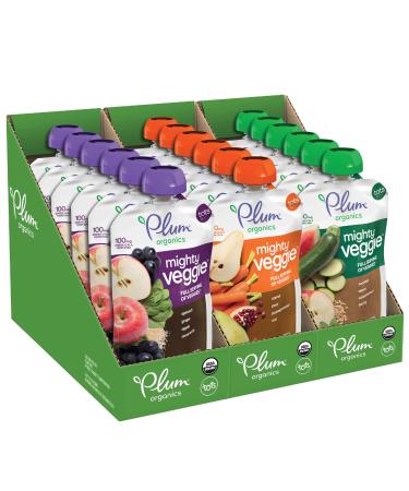 Plum Organics Baby Food Pouch  Mighty Veggie  Variety Pack  4 Ounce  18 Pack  Organic Food Squeeze for Babies Kids Toddlers