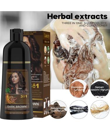 Dark Brown Hair Dye Shampoo - 3 In 1 Instant Gray Coverage | Herbal Hair Color for Men & Women (500mL - Buy Online on SooperMarket.com