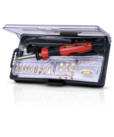 TRUArt Stage 1 Wood and Leather Pyrography Pen - Best Woodburning and Leather Crafts Tool Kit - Comes with 21 Different Tips - Dual Power Mode - 30W and 15W, Gourd 21 Tips