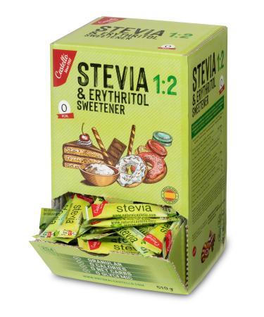 Castello since 1907 - Stevia + Erythritol 1:2 Sweetener | 204 sachets of 2.5g | 100% Natural Sugar Substitute - 0 Calories - 0 Glycemic Index - Keto and Paleo - 0 Net Carbohydrates - Non-GMO - 510 g
