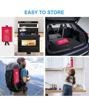 2 Pack Deluxe Emergency Fire Blanket for Home and Kitchen | Fireproof & Fire Retardant | House Fire Extinguisher Kit - Buy Online on SooperMarket.com