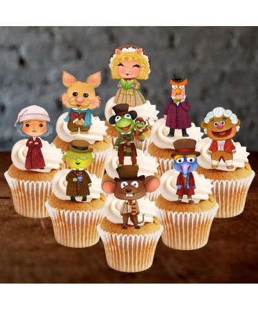 PRECUT Christmas Carol Cupcake Toppers Edible Christmas Cake Decorations Christmas Decorations Christmas Muppets Cake Topper (12)