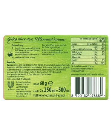 Buy Knorr Cream Sauce 18x68g Delicious Light Brown Sauce Without Flavor Enhancers for International Shipping - Buy Online on SooperMarket.com
