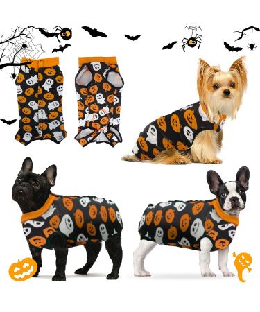 Hipet recovery suit for dogs cats after the operation male/female prevents licking abdominal wounds spay or skin diseases e-neck band alternative for pets (L Halloween) L Halloween