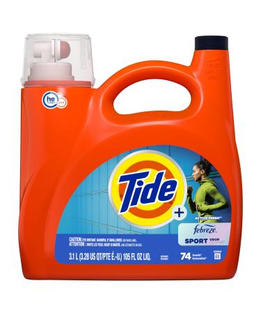 Tide Plus Febreze Sport Odor Defense Liquid Laundry Detergent 105 fl oz 74 Loads HE Compatible
