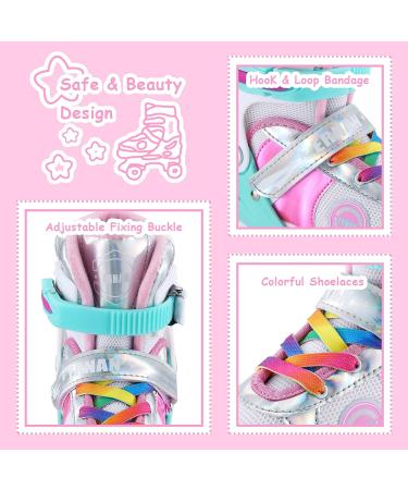 Adjustable Kids Roller Skates with Light Up Wheels - Colorful Pink Small (12J-2) - Buy Online on SooperMarket.com