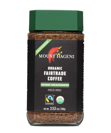 Mount Hagen Organic Freeze Dried Instant Decaf Coffee, 3.53 oz Organic FairTrade Award-Winning House Blend Kosher Decaffeinated