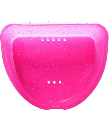 Slim Orthodontic Dental Case - Colour & Glitter Choices for Retainers Bleaching Trays Dentures & More (Glitter Pink) - Buy Online on SooperMarket.com