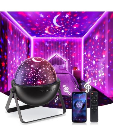 Night Light Projector Baby Projector Light for Kids Bedroom Bluetooth Night Light Kids 12 Light Modes Sensory Lights Baby Lights Projector Kids Star Projector Night Light Baby Gift Room Decor Black