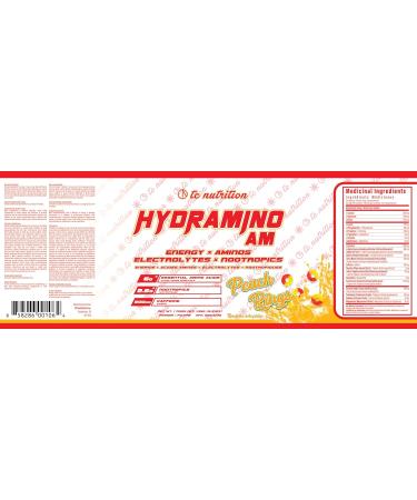 Hydramino AM - EAA + BCAA Amino Energy Powder - Essential Amino Acids with Caffeine Nootropics & Electrolytes | Focus Endless Energy Hydration & Muscle Recovery | Alpha-GPC Tyrosine Lutein Lion s Mane More | Peach Rings 30 servings - Buy Online on SooperMarket.com