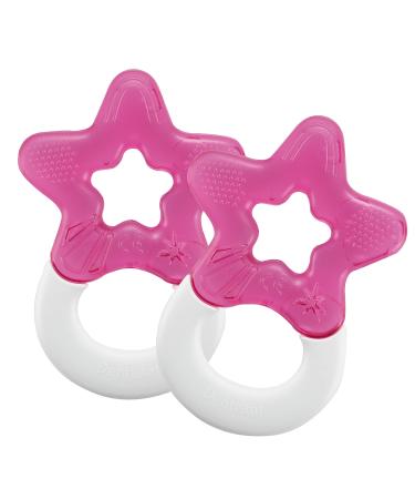 Dentistar cooling ring 2 Set - bite ring baby from 3 months - cooling tooth aid and bite toys for babies and toddlers - BPA free - pink pink 2 pieces (1 Pack)