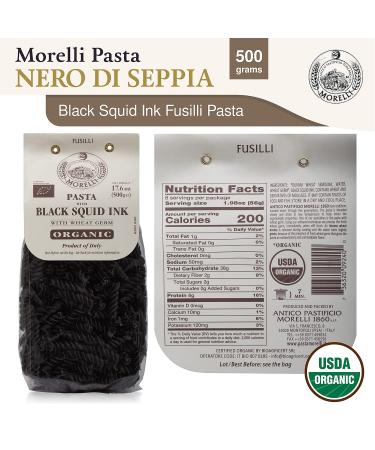 Morelli Squid Ink Pasta Fusilli (Rotini) - Organic Italian Pasta - Black Pasta Noodles - Durum Wheat Semolina - Nero Di Seppia Made in Italy - 1.1 Lb (500g) (2 pack) 1.1 Pound (Pack of 2) - Buy Online on SooperMarket.com