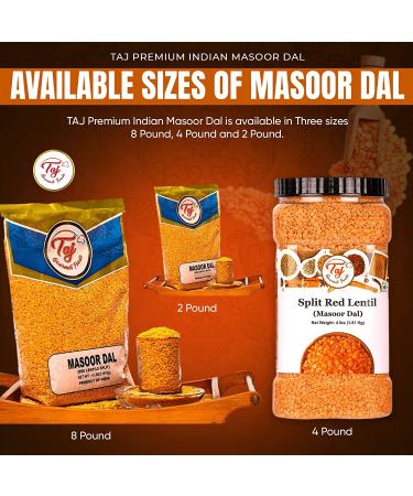 TAJ Premium Indian Masoor Dal Red Lentils - 4 lbs Jar - Buy Online on SooperMarket.com