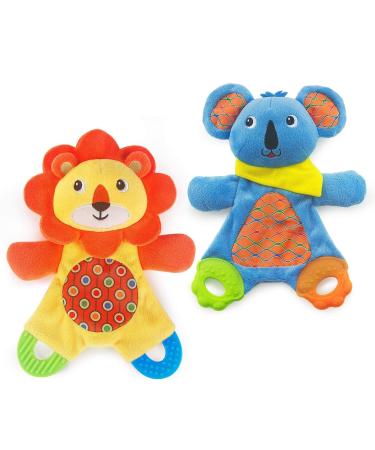 teytoy My First Baby Teething Toy  2pcs Soft Crinkle Cloth Baby Toys for Toddler  Infants and Kids Perfect for Baby Shower(Lion and Koala)