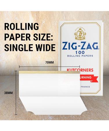 Zig-Zag - Slow Burning Rolling Papers Carton of 25 packs 100 Leafs per Pack Size Single Wide (Regular) (2 Sizes) Available Kut Corners Easy Rolling 100% Natural Gum Arabic No Bleach Authentic (White) - Buy Online on SooperMarket.com