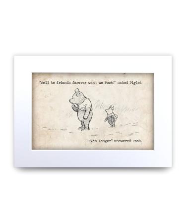 HWC Trading Winnie the Pooh Friends Forever A4 Printed Quote Nursery Print Baby Shower Room Gifts New Born Bedroom Gift Print Photo Picture Display (Unframed) Forever