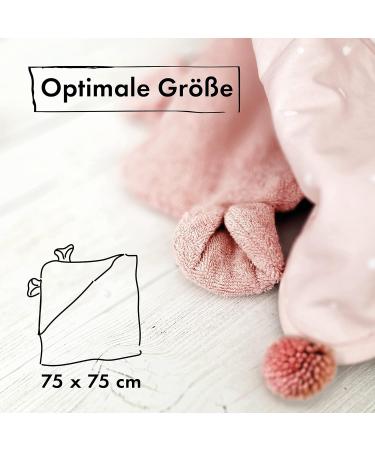 Moyo Hooded Towel with Ears in Ros | 75x75cm Baby Bathing Poncho | 100% Frote Cotton Washable Hooded Towel for Toddlers & Babies - Buy Online on SooperMarket.com