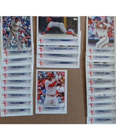Philadelphia Phillies 2022 Topps Complete Mint Hand Collated 24 Card Team Set Featuring Bryce Harper and Rhys Hopkins Plus Rookie Cards and Others