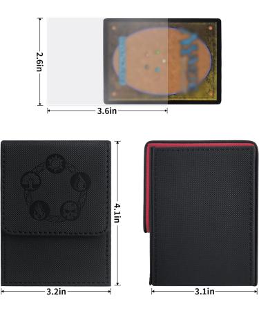 ZLCA Card Deck Box - Fits 100+ Single Sleeved MTG Cards - PU Leather - Strong Magnet - Black & Red - Buy Online on SooperMarket.com