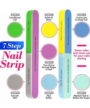 16 Pcs Nail Files & Buffers Set - OVLUX Professional & Home Nail Buffer Block Tool - Double Sided Grit Files for Natural Nails - 7 Step Nail Strips - Buy Online on SooperMarket.com
