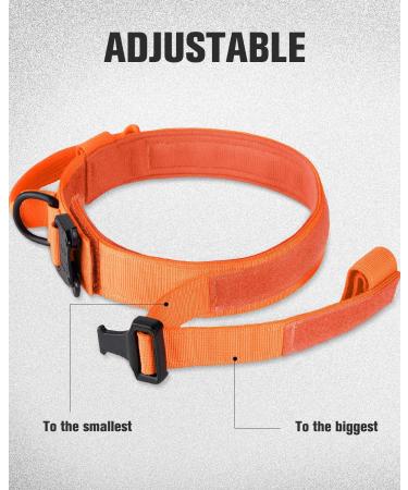 Joytale Tactical Dog Collar for Large Dogs | Durable Orange Dog Collar with Handle & QR Code Tag | Shop Now! - Buy Online on SooperMarket.com