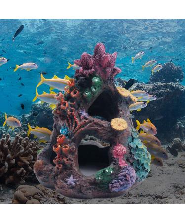 Aihotim Coral Aquarium Reef Decoration - Resin Fish Tank Mountain Cave Ornament for Betta Fish - Buy Online on SooperMarket.com