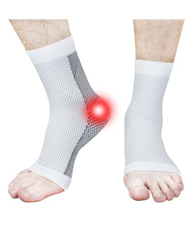 Feeljam neuropathy socks nano-neuropathy socks soothe relief socks for plantar fascititis plantar fasciitis socks compression socks for neuropathy ankle pain relief (l-xl white) white l-xl