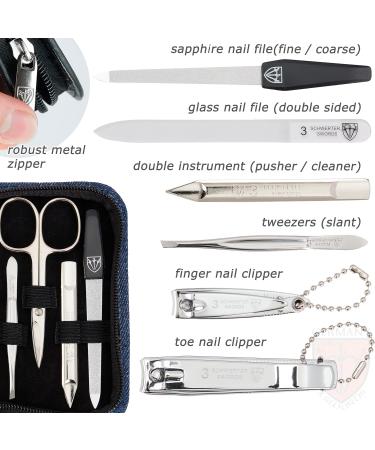 3 Swords Germany - brand quality 8 piece manicure pedicure grooming kit with glass nail file (490) BLUE - JEANS TEXTILE - Buy Online on SooperMarket.com