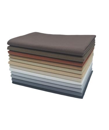 ibotti Fat Quarters Fabric Bundles Solid Colors, 12 Precut Cotton Fabric Quilting, 18 x 22 inch, (Rocky Mountains)