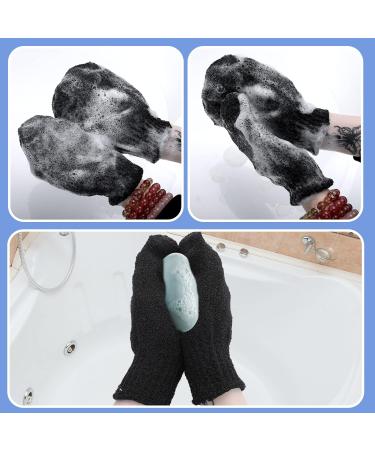 Sibba 2 Pairs Exfoliating Gloves - Body Scrubber for Shower Bath Tan Removal & Keratosis Pilaris - Exfoliating Mitt for Removing Dirt and Dead Skin (Black) - Buy Online on SooperMarket.com