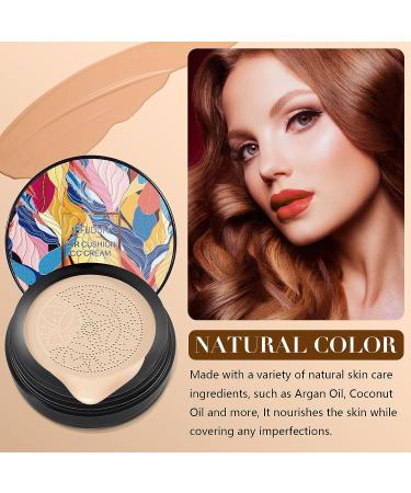 NUEDSFXO Mushroom Head Air Cushion CC Cream - Moisturizing Concealer BB Cream for All Skin Types - Long Lasting, Matte Makeup Base with Mushroom Applicator - Even Skin Tone (Natural Color) - Buy Online on SooperMarket.com