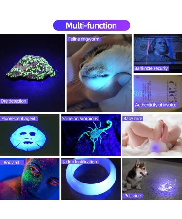 DARKDAWN UV Torch Flashlight 365nm Light USB Rechargeable Ultraviolet LED Blacklight Powerful Woods Lamp Portable Mini Detector for Pet Urine Stains Uranium Glass Money Resin Curing Fluorescent Uv 365nm Light/Blue - 1 Pack - Buy Online on SooperMarket.com