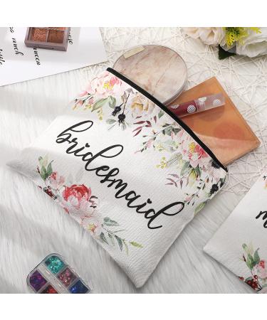 Bridesmaids Makeup Bag Set - Floral Wedding Cosmetic Canvas Bags for Women - Buy Online on SooperMarket.com