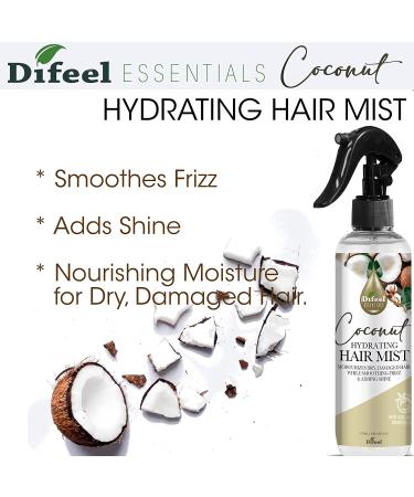 Difeel Essentials Hydrating Coconut Hair Mist 6 oz. - Nourishing Coconut Oil Spray - Buy Online on SooperMarket.com