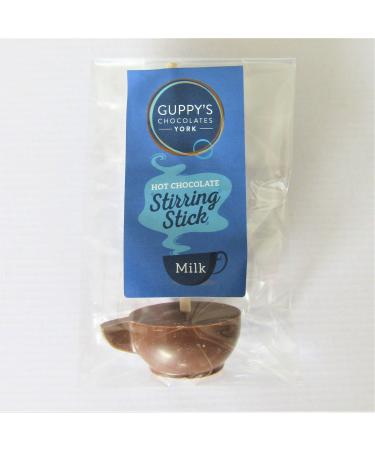 Guppy's Chocolates York | Milk Hot Chocolate Stirrers | 5 Pack | 32gram Cup Shaped Drinking Chocolate Sticks Spoons |Belgian Milk Chocolate 34 Percent Milk Chocolate 1 Count (Pack of 5)