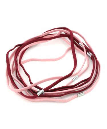 8 Deep Red & Pale Pink Thin Elastic Head Bands by Zest