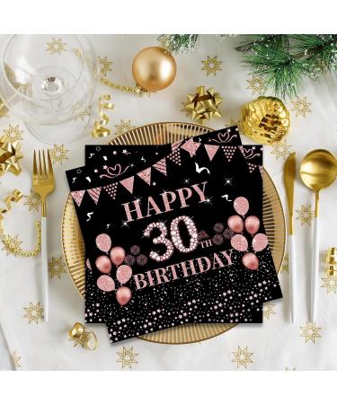 40 Rose Gold Napkins - 30th Birthday Party Decor | 33x33cm Paper Napkins for Men & Women - Buy Online on SooperMarket.com