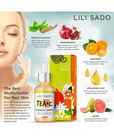 Lily Sado Tea+C Green Tea + Vitamin C Super Serum - Organic Vegan Anti-Wrinkle Moisturizer for Luscious Radiant Skin - Women & Men - Buy Online on SooperMarket.com