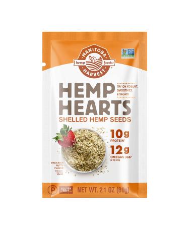 Hemp Seeds, 2.1oz (Pack of 12) 10g Plant Based Protein & 12g Omega 3 & 6 per Serving | For smoothies, yogurt & salad | Non-GMO, Vegan, Keto, Paleo, Gluten Free | Manitoba Harvest 2.1 Ounce (Pack of 12)