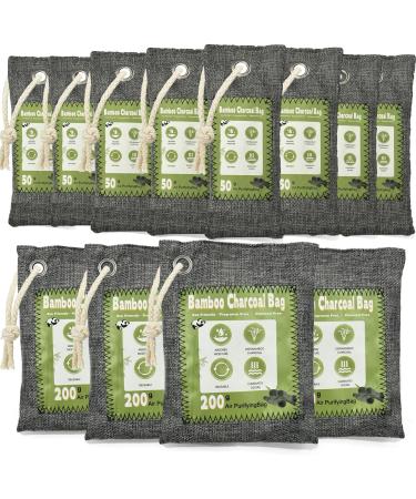 Charcoal Odor Absorber for Strong Odor Perfect for Smelly Shoes Bamboo Charcoal Air Purifying Bag Activated Charcoal Odor Absorber for Closet Car Basement Musty Odor Deodorizer(8x50g 4x200g)