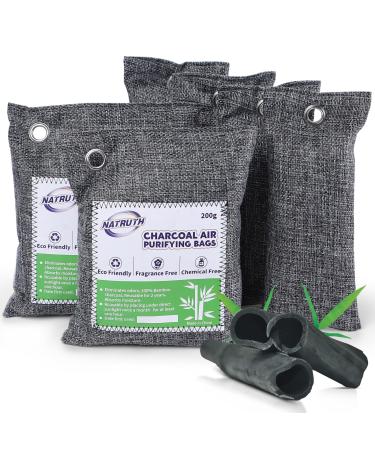 Natruth air purification bags made of bamboo coal natural air purifier bag odorless for home car cabinet basement shoe refrigerator deodorizer 6 Pack (2 x 200 g + 4 x 75 g) gray)