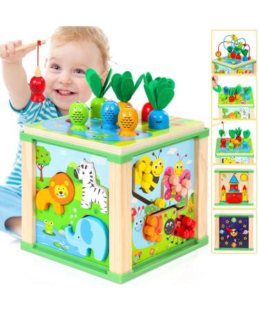 Jojoin motor cubes Motor Show from 1 year - activity cubes Baby toys from 1 year - Motoric loop children's toys Montessori Activity Center wooden toys Experimental toys for 1 2 3 year multi -color -A