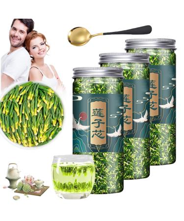 Lotus Seed Core Tea for Men Natural Lotus Seed Heart Tea Dried Lotus Plumule Lotus Embryo Tea Liver and Kidney Care Tea Men's Toning Tea Lian Zi Xin Tea Chinese Kidney Care Tea (3PC-125g)