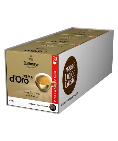 Nescaf Dolce Gusto Dallmayr Crema D Oro XXL supply box 90 coffee capsules 100% Arabica beans fine crema and fully-bodied aroma aroma sealed capsules 3 x 30 capsules) 225 g (3-pack)
