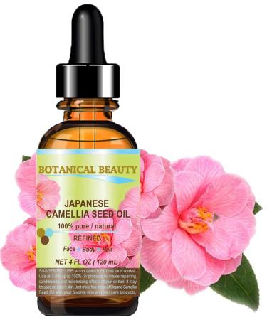 Japanese CAMELLIA Seed Oil - 100% Pure Natural Cold Pressed Carrier Oil for Hair Skin & Nails | 4 Fl. oz by Botanical Beauty - Buy Online on SooperMarket.com